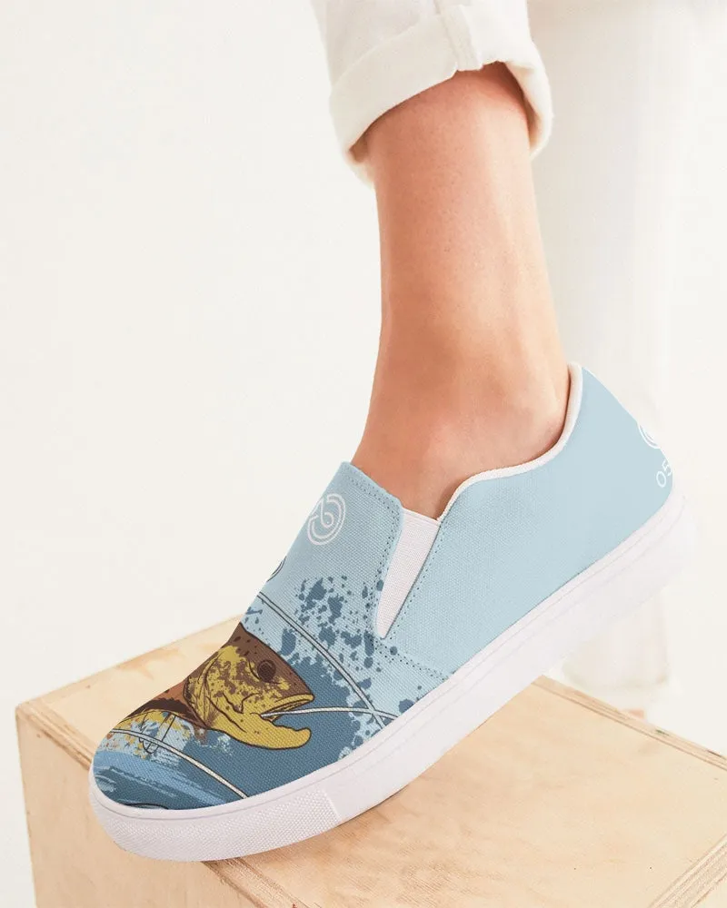 (ARTIST ORIGINAL) Womens Stewart Forrest Brown Trout Slip-On Canvas Shoe (blue)