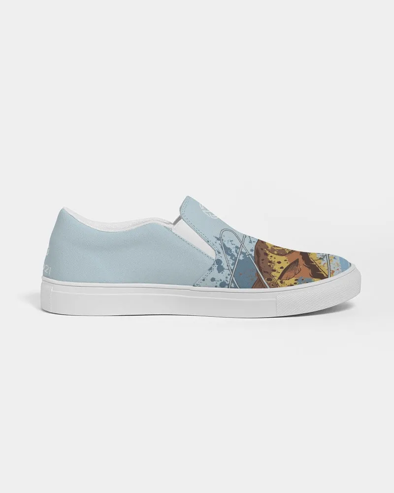 (ARTIST ORIGINAL) Womens Stewart Forrest Brown Trout Slip-On Canvas Shoe (blue)