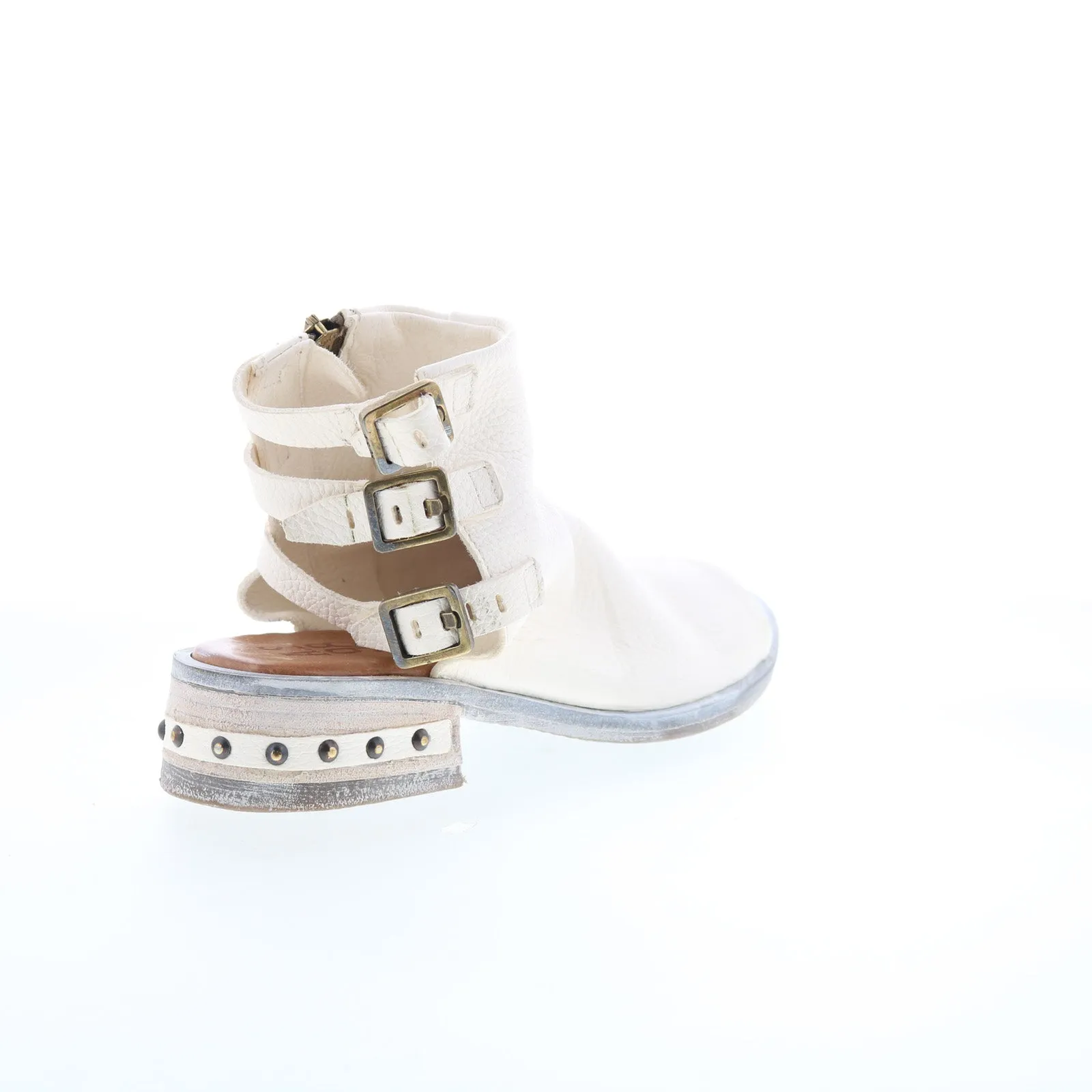 A.S. 98 Gage Womens White Leather Zipper Heeled Sandals Shoes