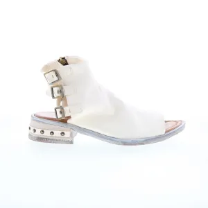 A.S. 98 Gage Womens White Leather Zipper Heeled Sandals Shoes