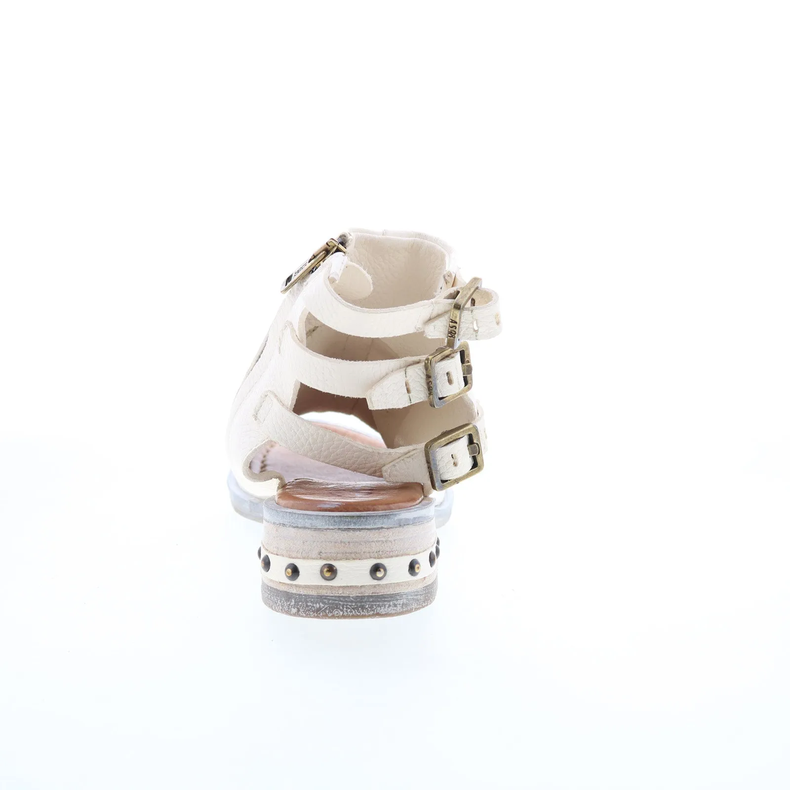 A.S. 98 Gage Womens White Leather Zipper Heeled Sandals Shoes