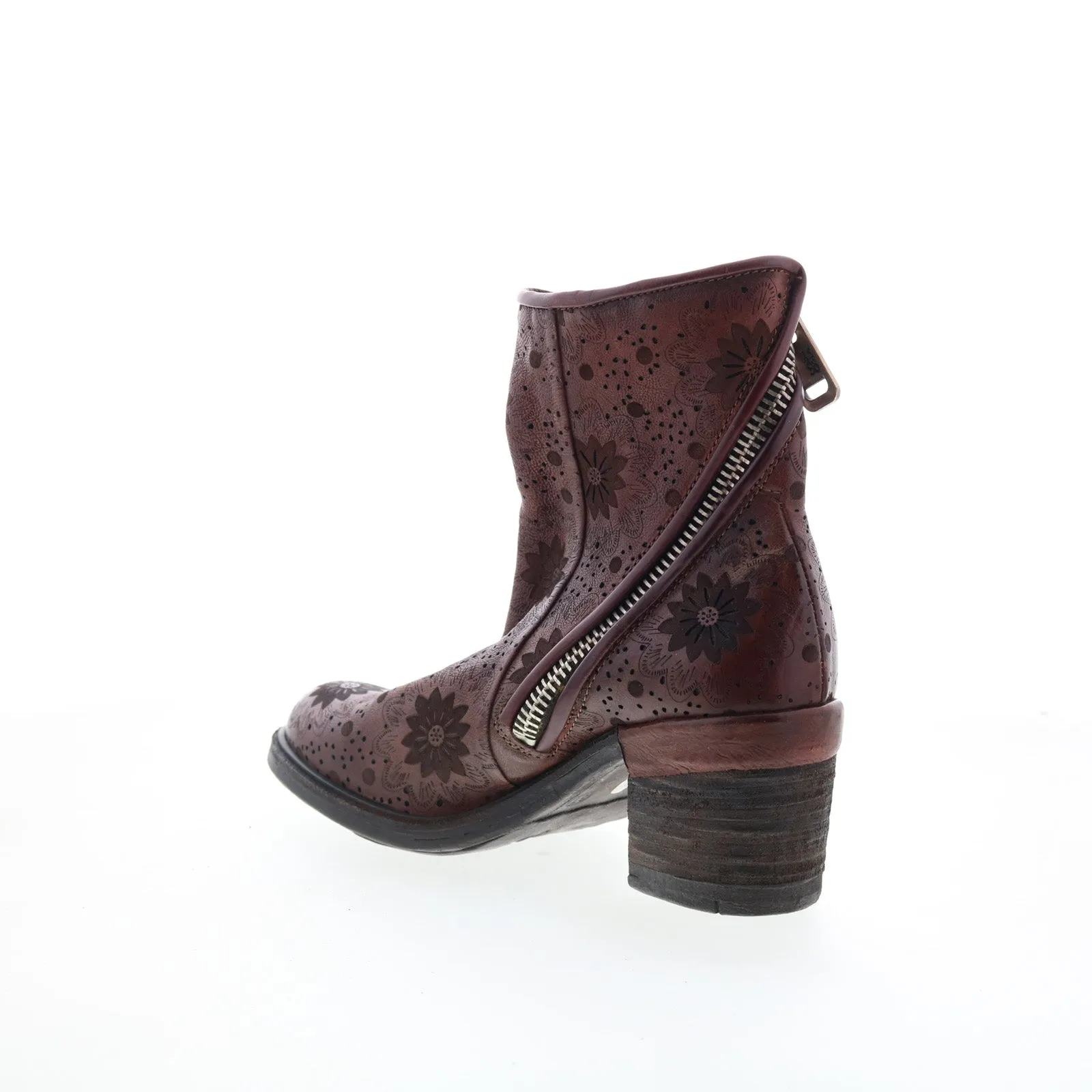 A.S. 98 Jase Floral Womens brown Leather Zipper Casual Dress Boots