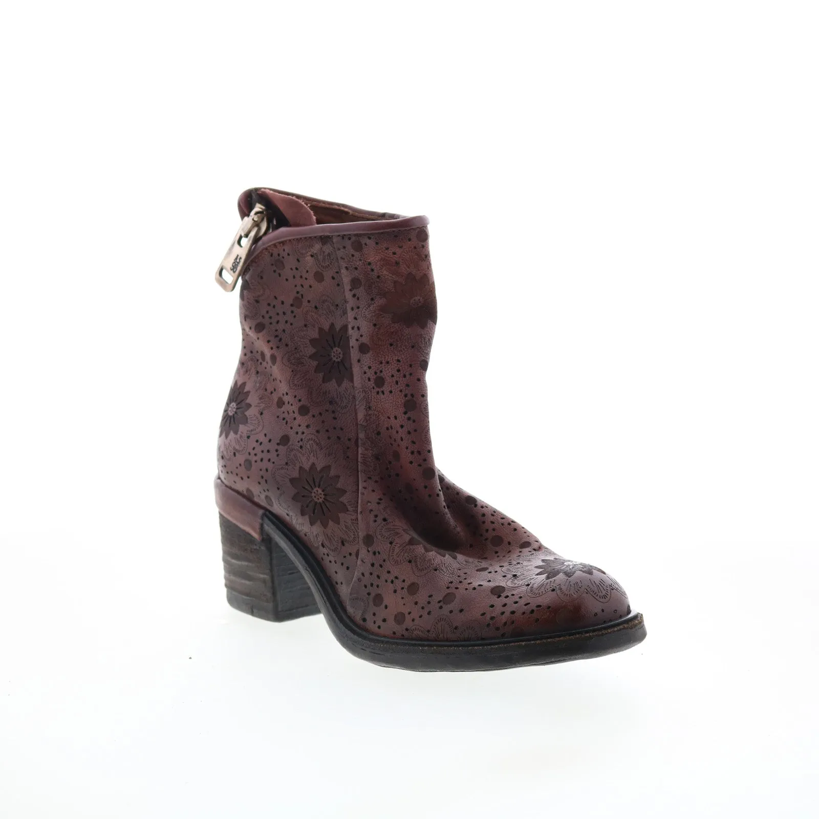 A.S. 98 Jase Floral Womens brown Leather Zipper Casual Dress Boots