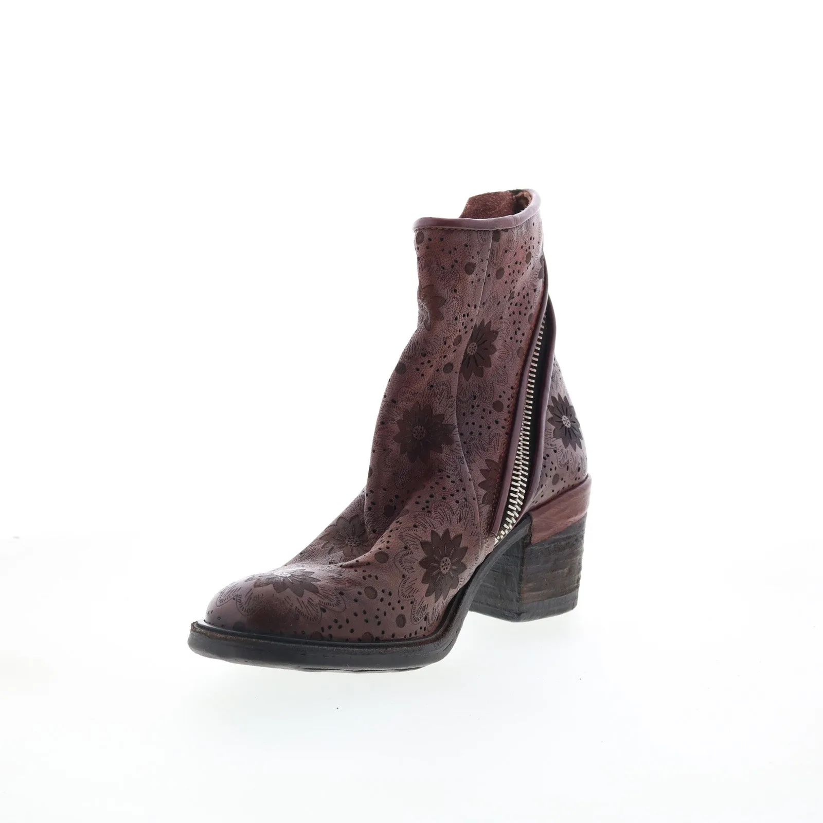 A.S. 98 Jase Floral Womens brown Leather Zipper Casual Dress Boots