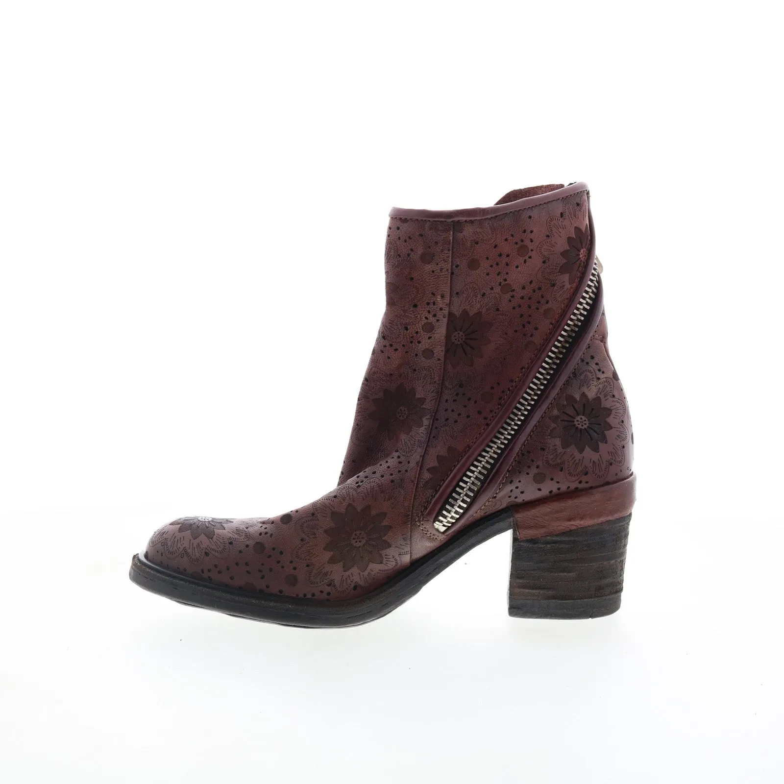 A.S. 98 Jase Floral Womens brown Leather Zipper Casual Dress Boots