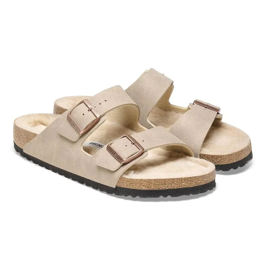 Birkenstock Arizona Shearling Sandals- Dust Grey Taupe