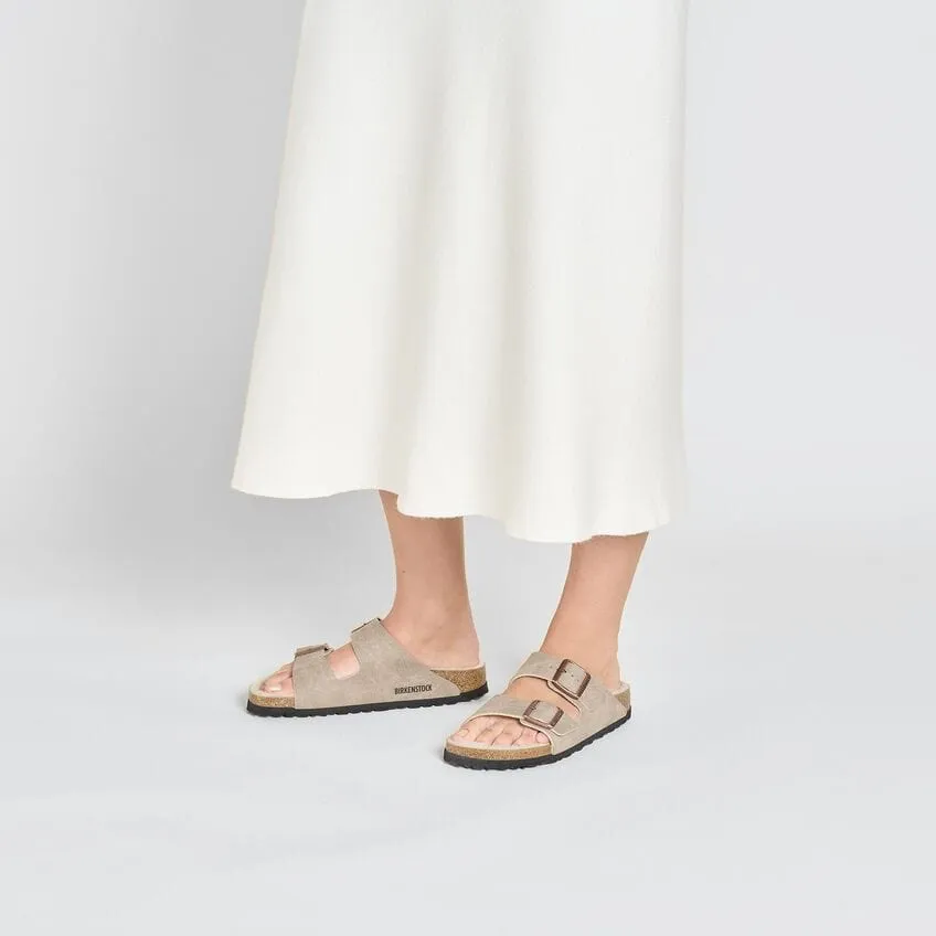 Birkenstock Arizona Shearling Sandals- Dust Grey Taupe