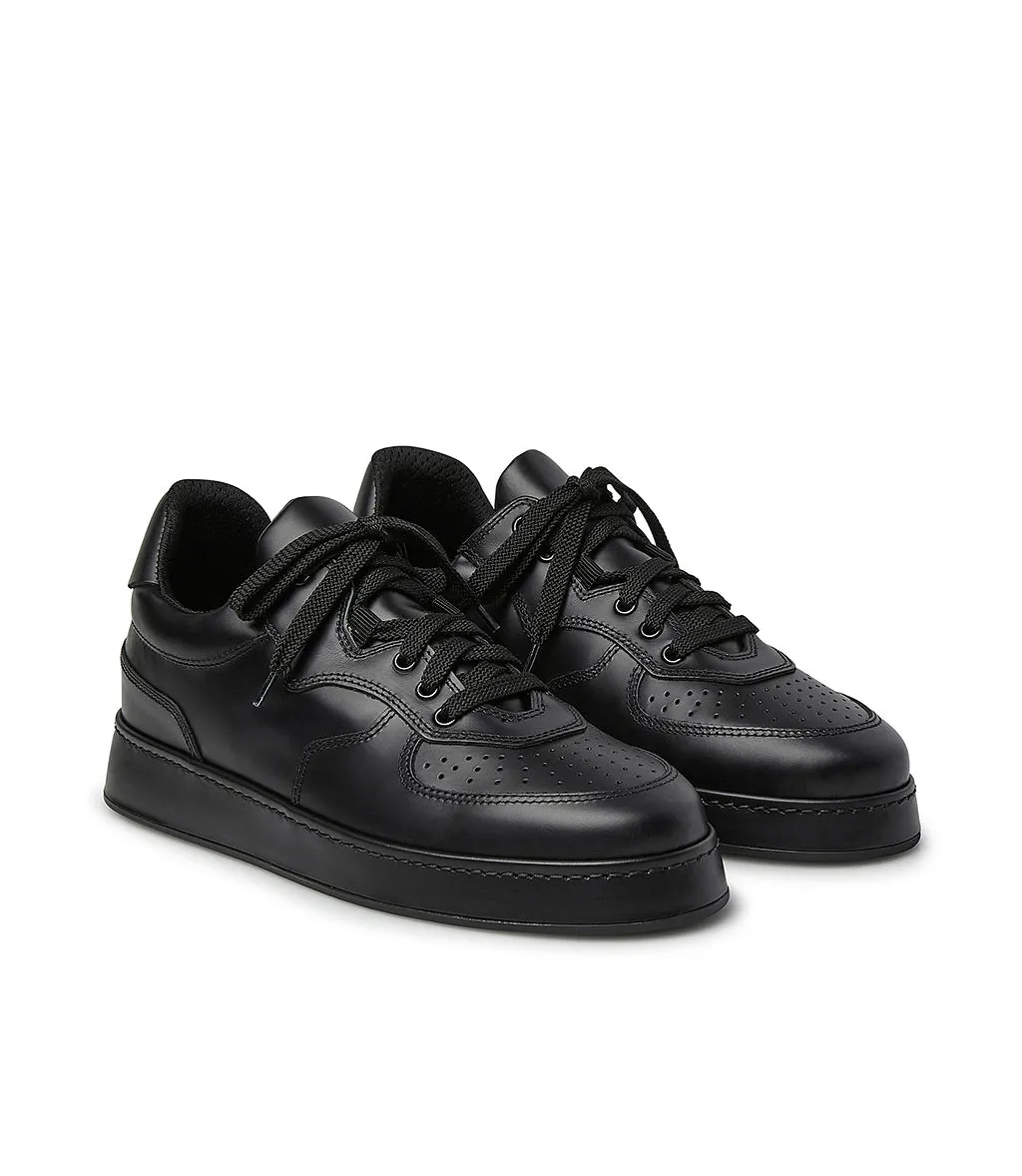 Black leather sneakers