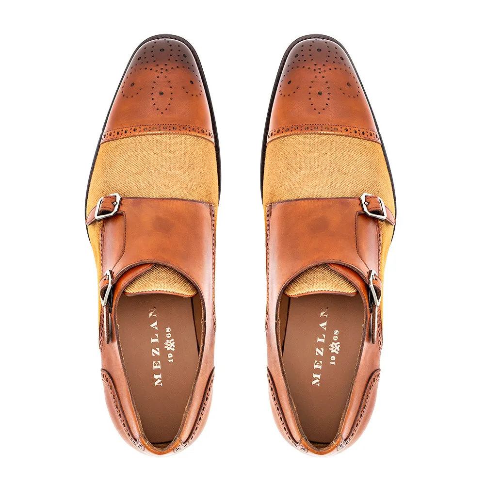 Calf/Linen Cap Toe Double Monk
