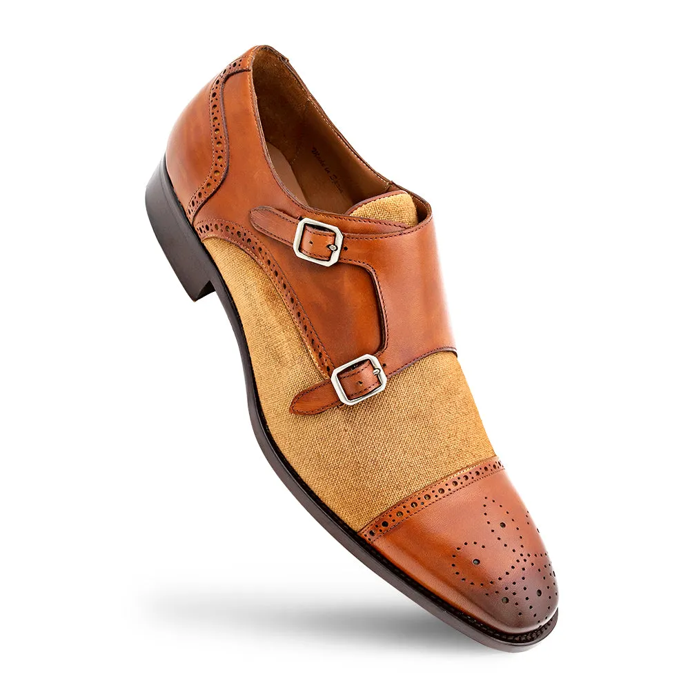Calf/Linen Cap Toe Double Monk
