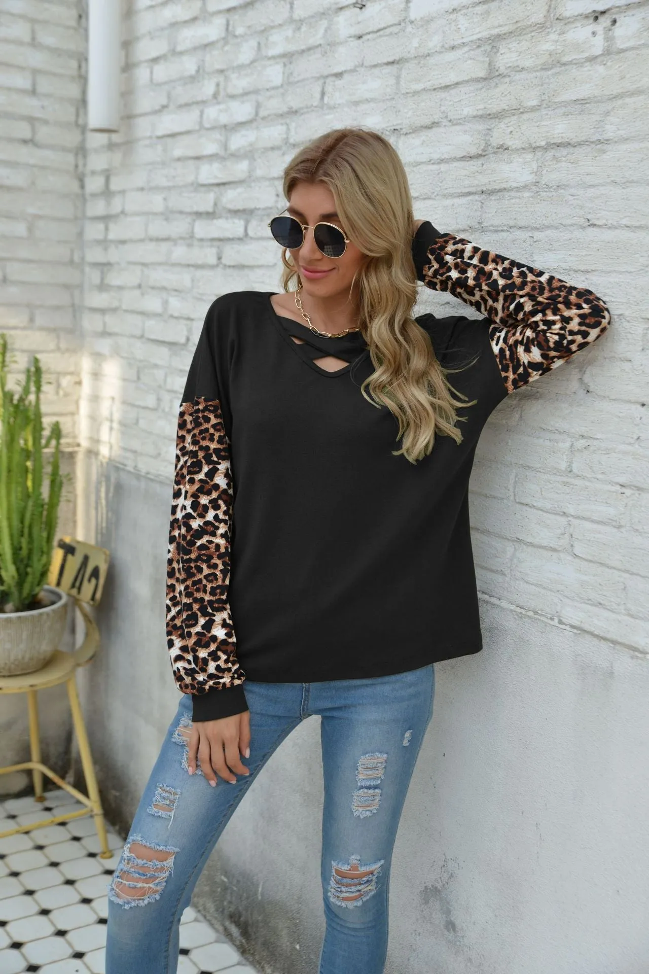 Criss Cross Two Tone Sweater