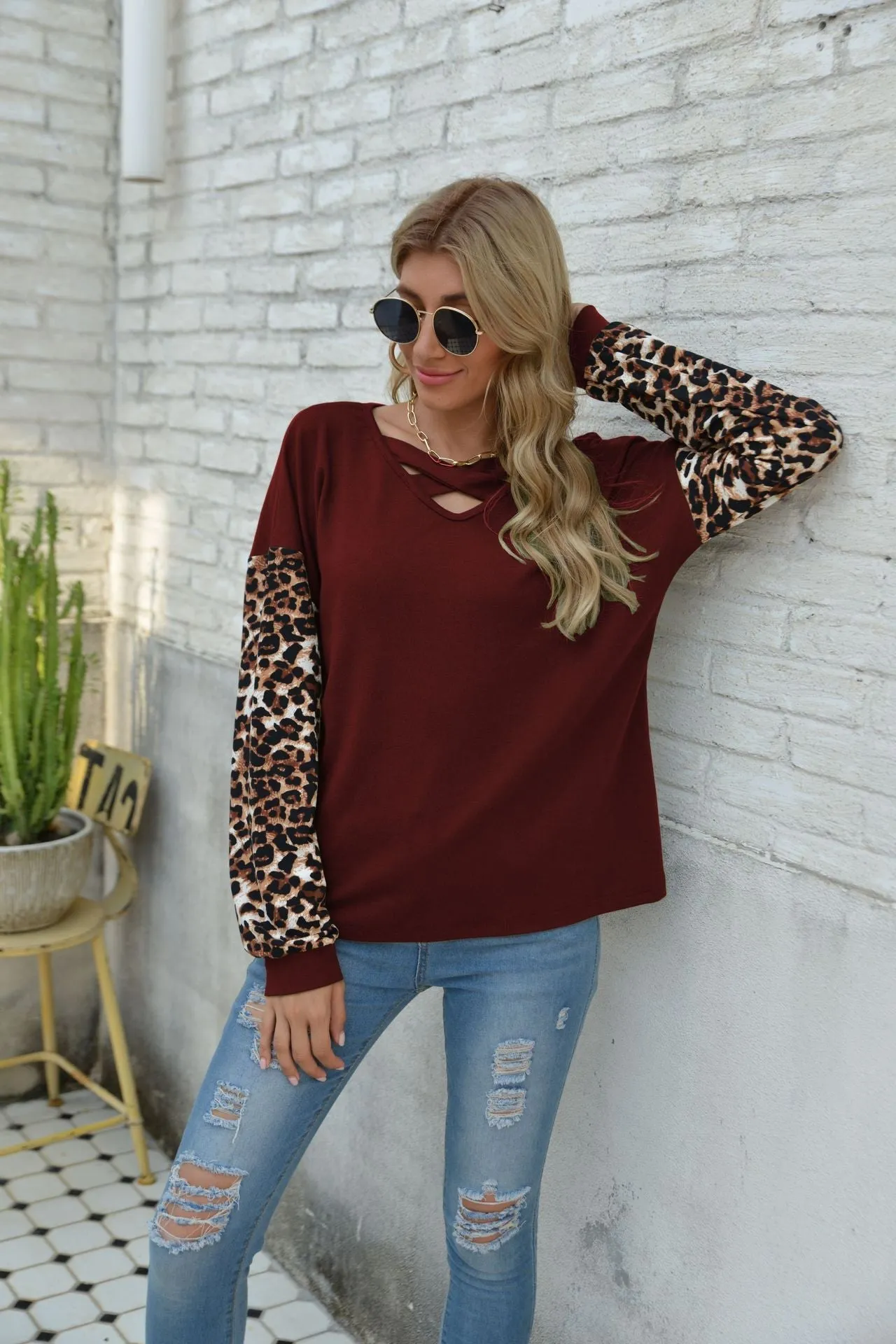Criss Cross Two Tone Sweater