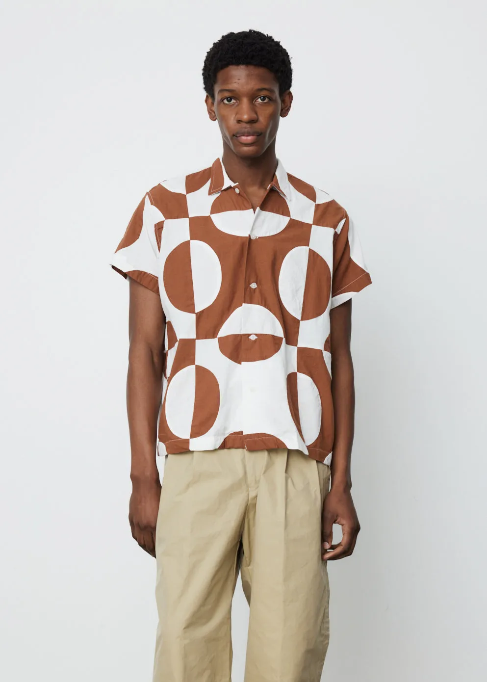 Duo Oval Patchwork Short Sleeve Shirt