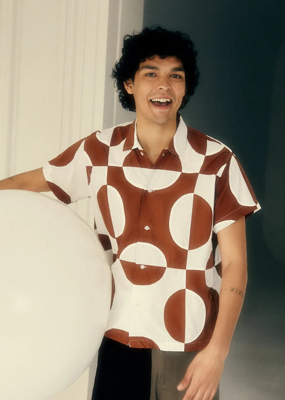Duo Oval Patchwork Short Sleeve Shirt