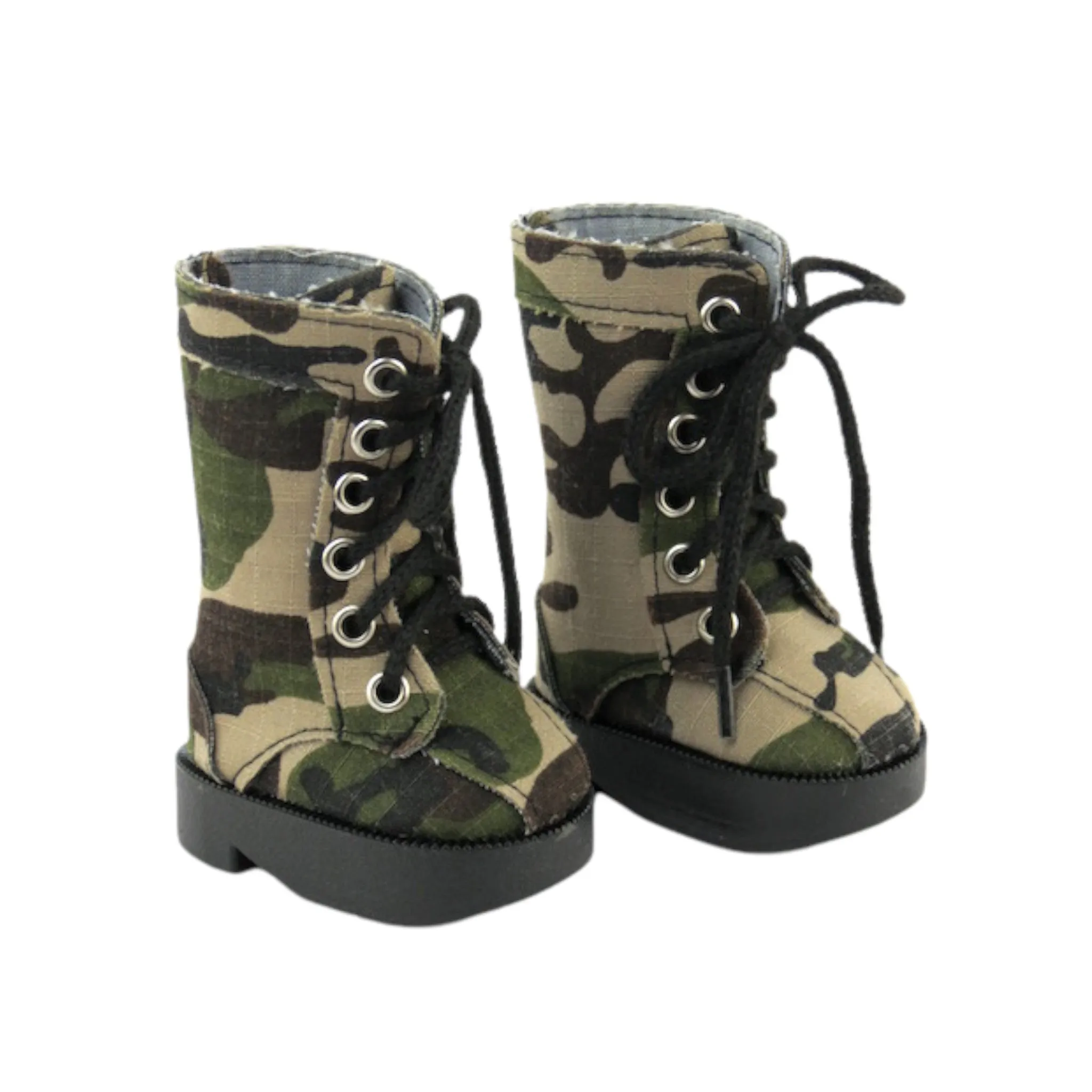 Forest Green Camouflage Boots for 18-inch dolls