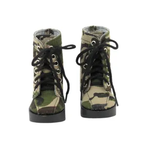 Forest Green Camouflage Boots for 18-inch dolls