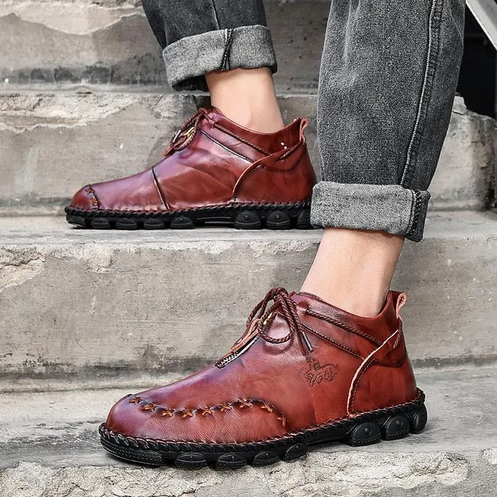 German Hand-Stitched Leather Soft Sole Casual Boots