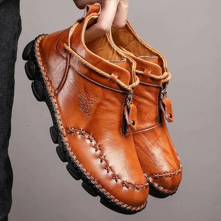 German Hand-Stitched Leather Soft Sole Casual Boots