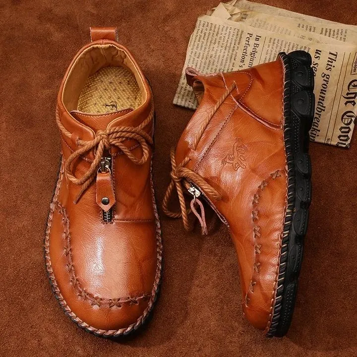 German Hand-Stitched Leather Soft Sole Casual Boots