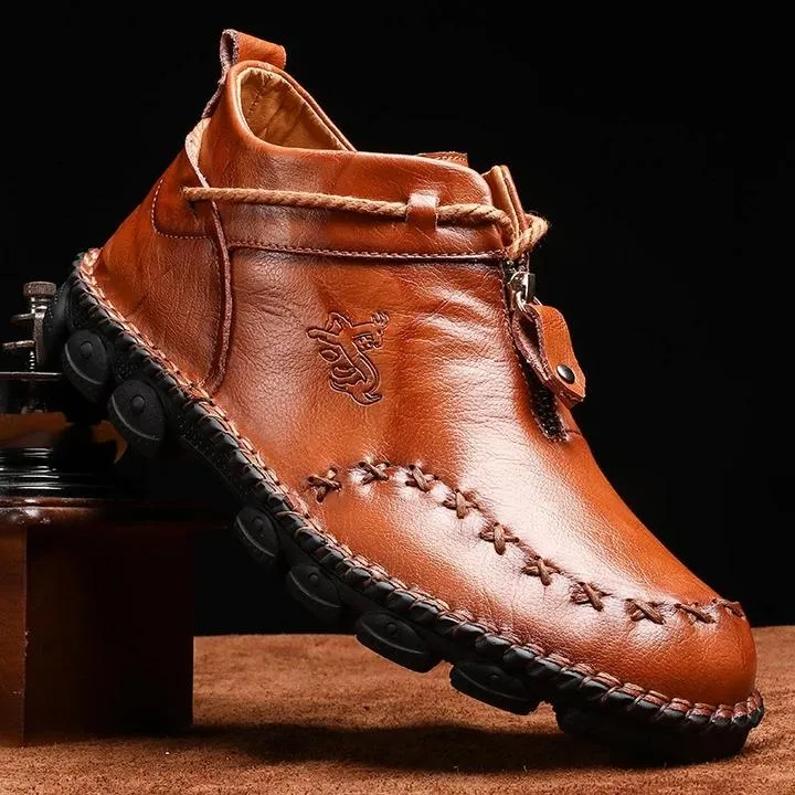 German Hand-Stitched Leather Soft Sole Casual Boots