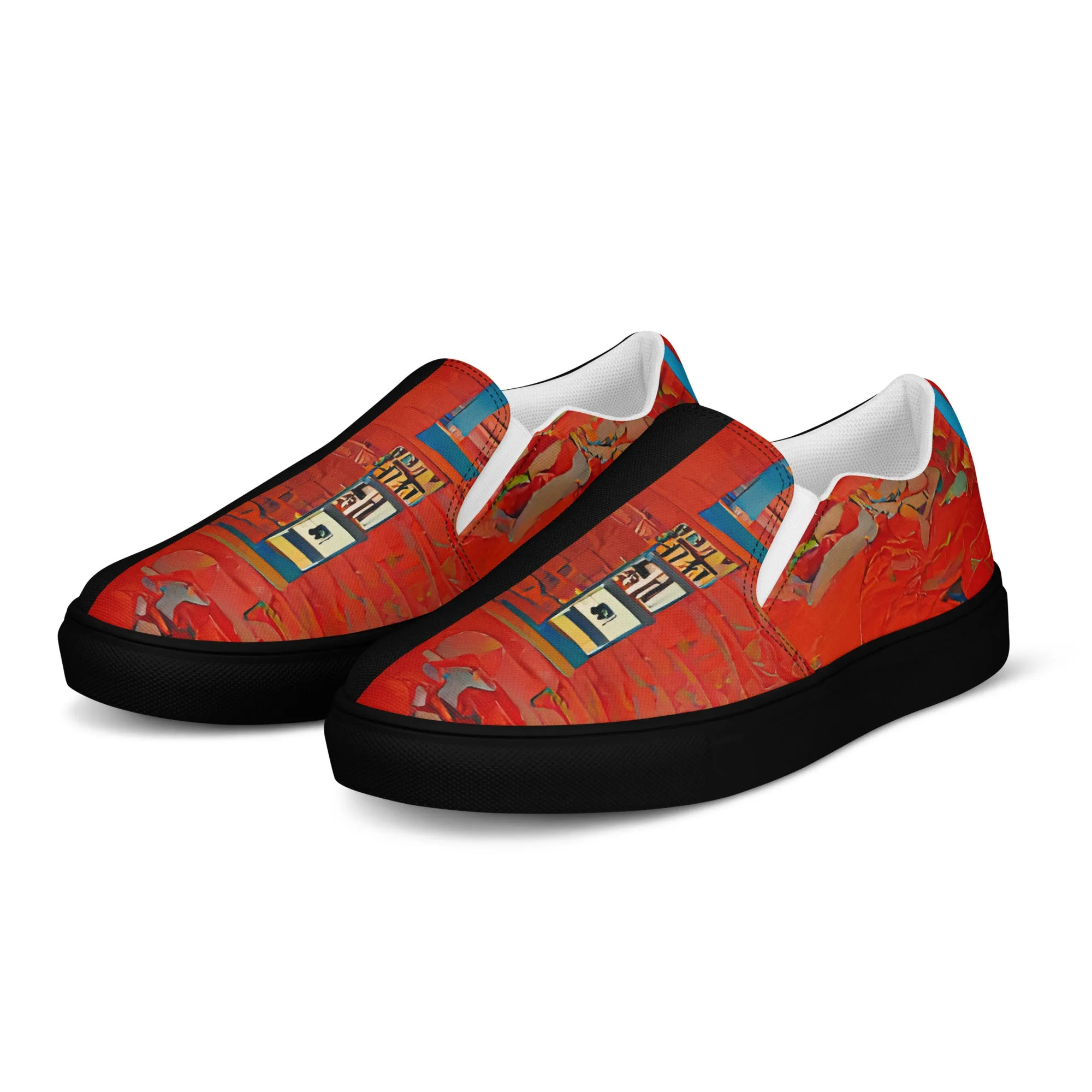 Half Black Half Hónghǎi - Womens Slip-On Canvas Shoes