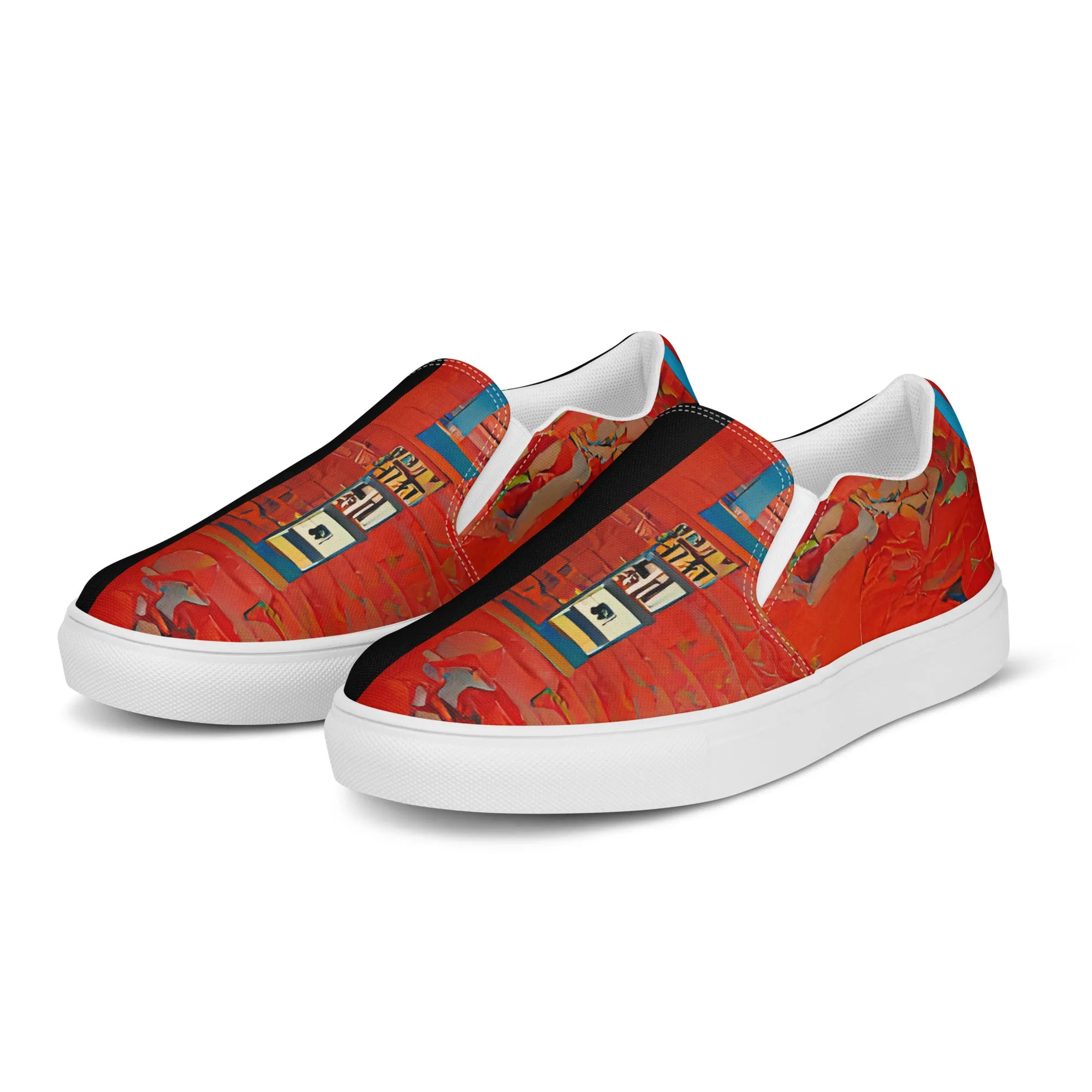 Half Black Half Hónghǎi - Womens Slip-On Canvas Shoes