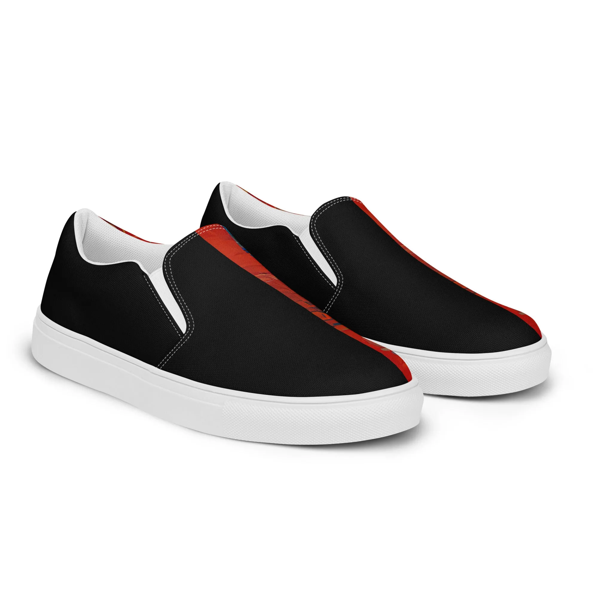 Half Black Half Hónghǎi - Womens Slip-On Canvas Shoes