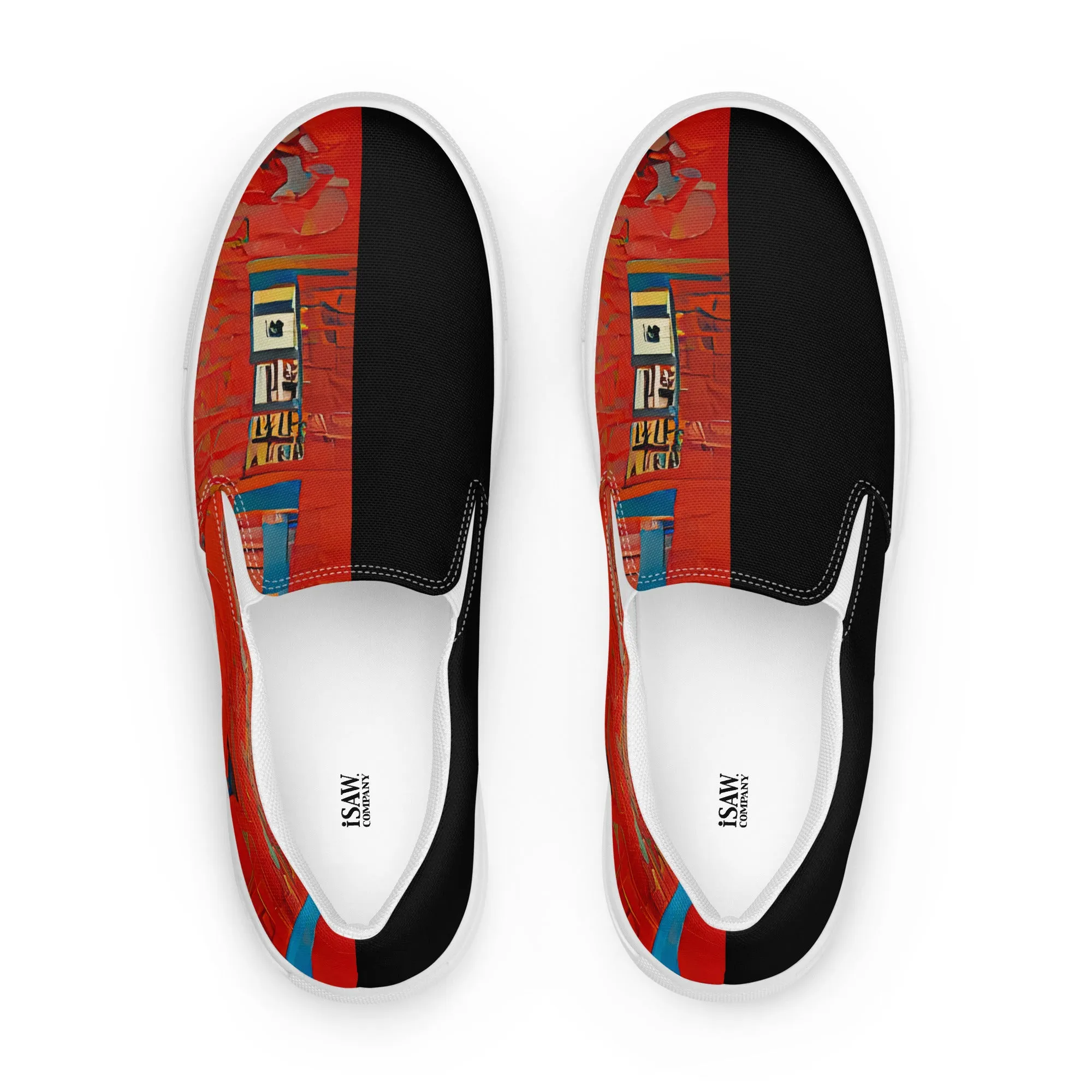 Half Black Half Hónghǎi - Womens Slip-On Canvas Shoes