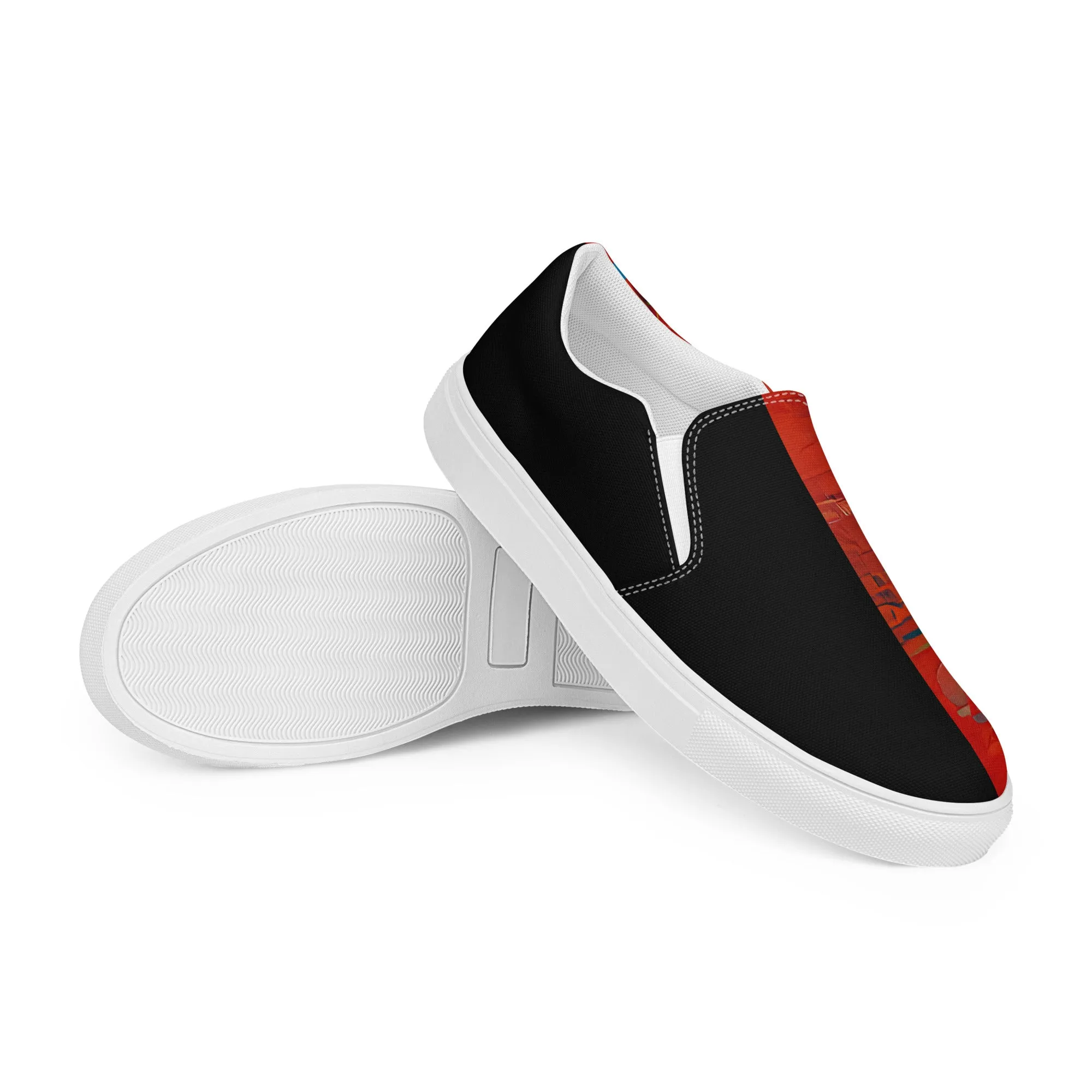 Half Black Half Hónghǎi - Womens Slip-On Canvas Shoes