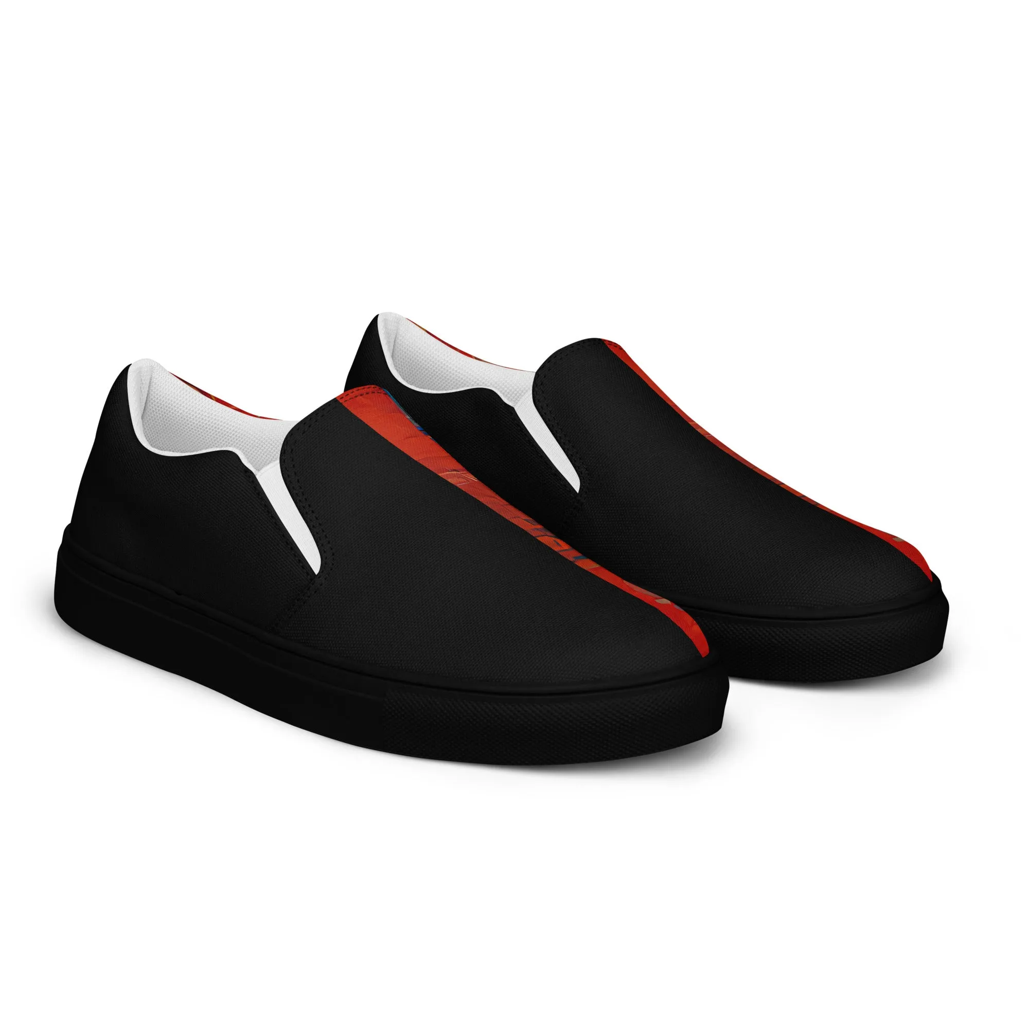 Half Black Half Hónghǎi - Womens Slip-On Canvas Shoes