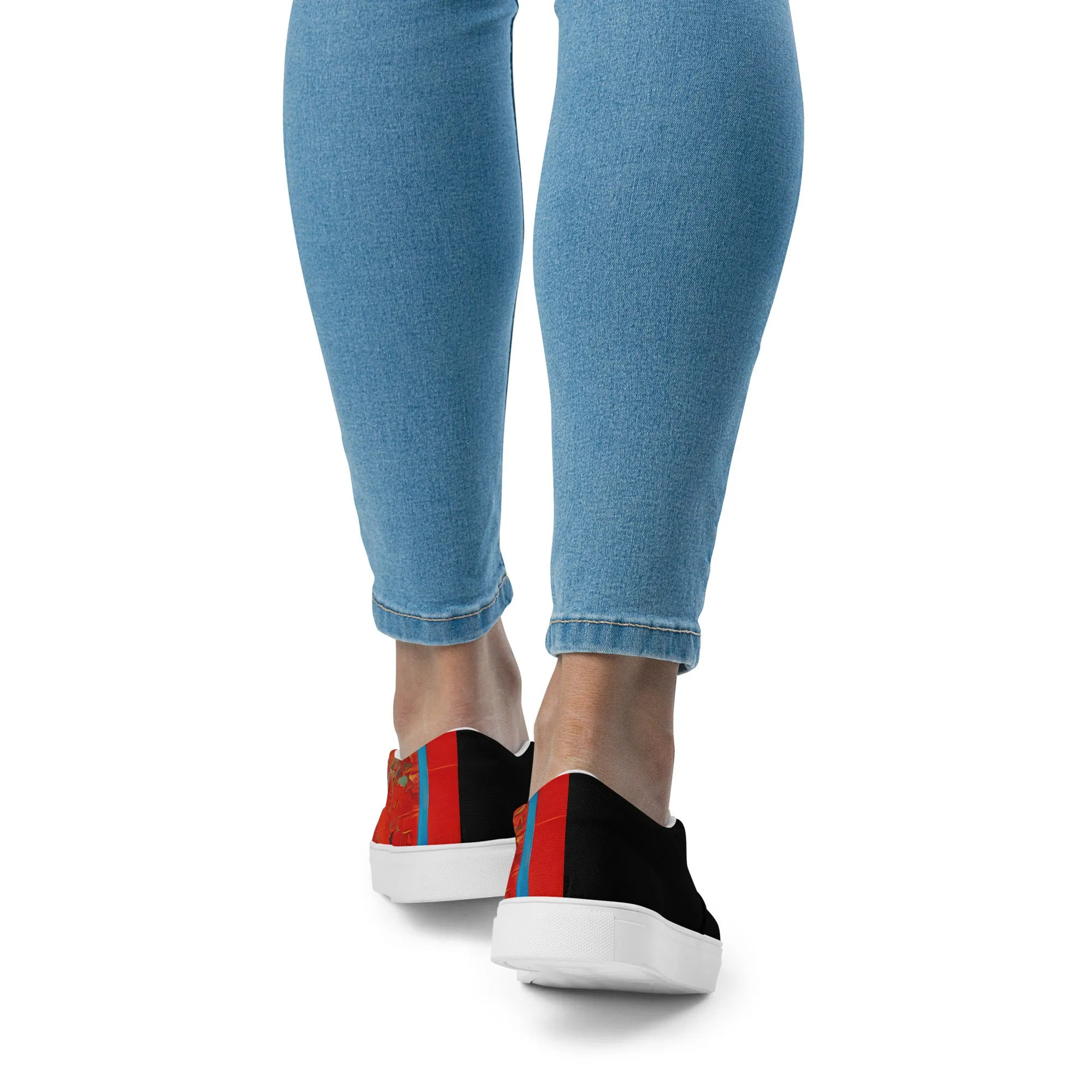 Half Black Half Hónghǎi - Womens Slip-On Canvas Shoes