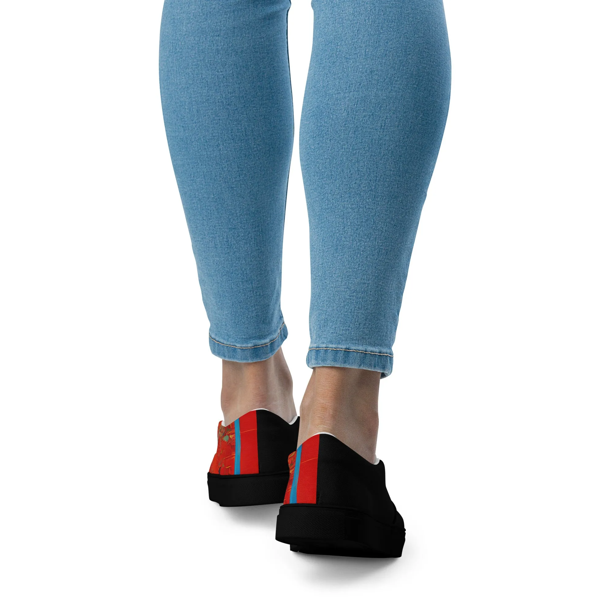Half Black Half Hónghǎi - Womens Slip-On Canvas Shoes