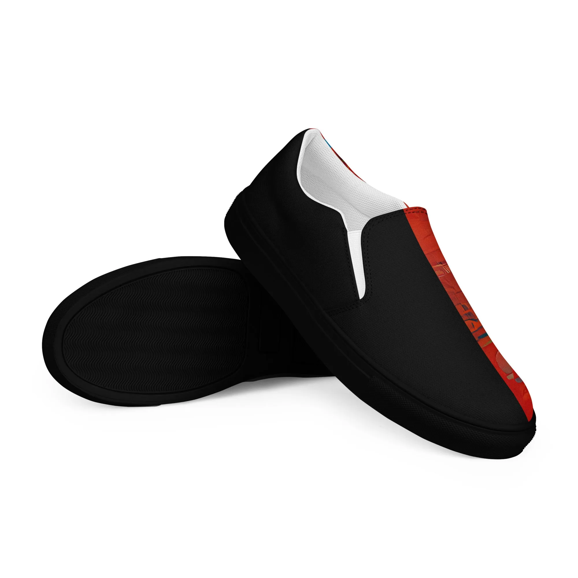 Half Black Half Hónghǎi - Womens Slip-On Canvas Shoes