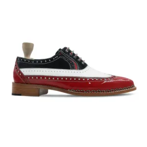 Handmade, Custom Men's Tricolor Patent Leather Oxford Shoes