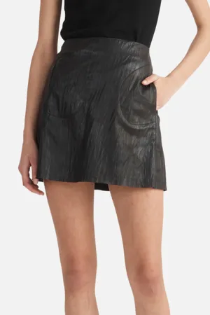 Hazel Leather Mini Skirt Black