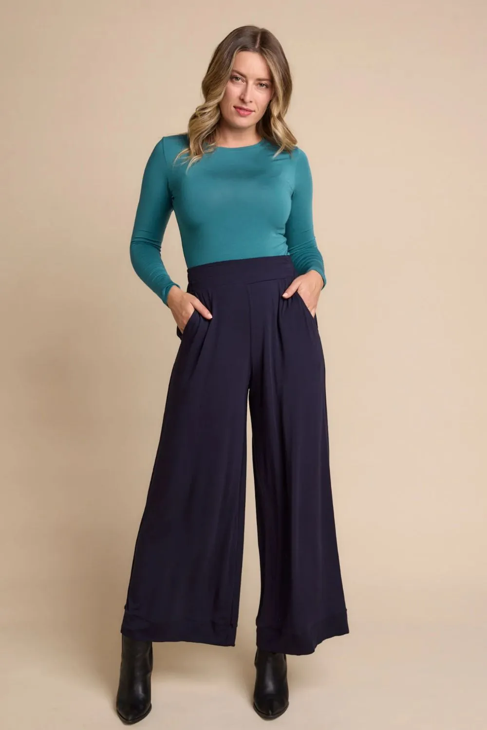 High Neck Long Sleeve Top | Peacock