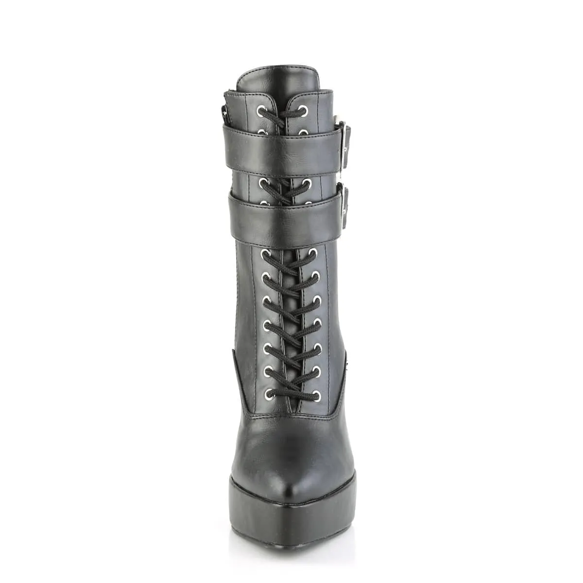 INDULGE-1026 Black High Heel Biker Boots