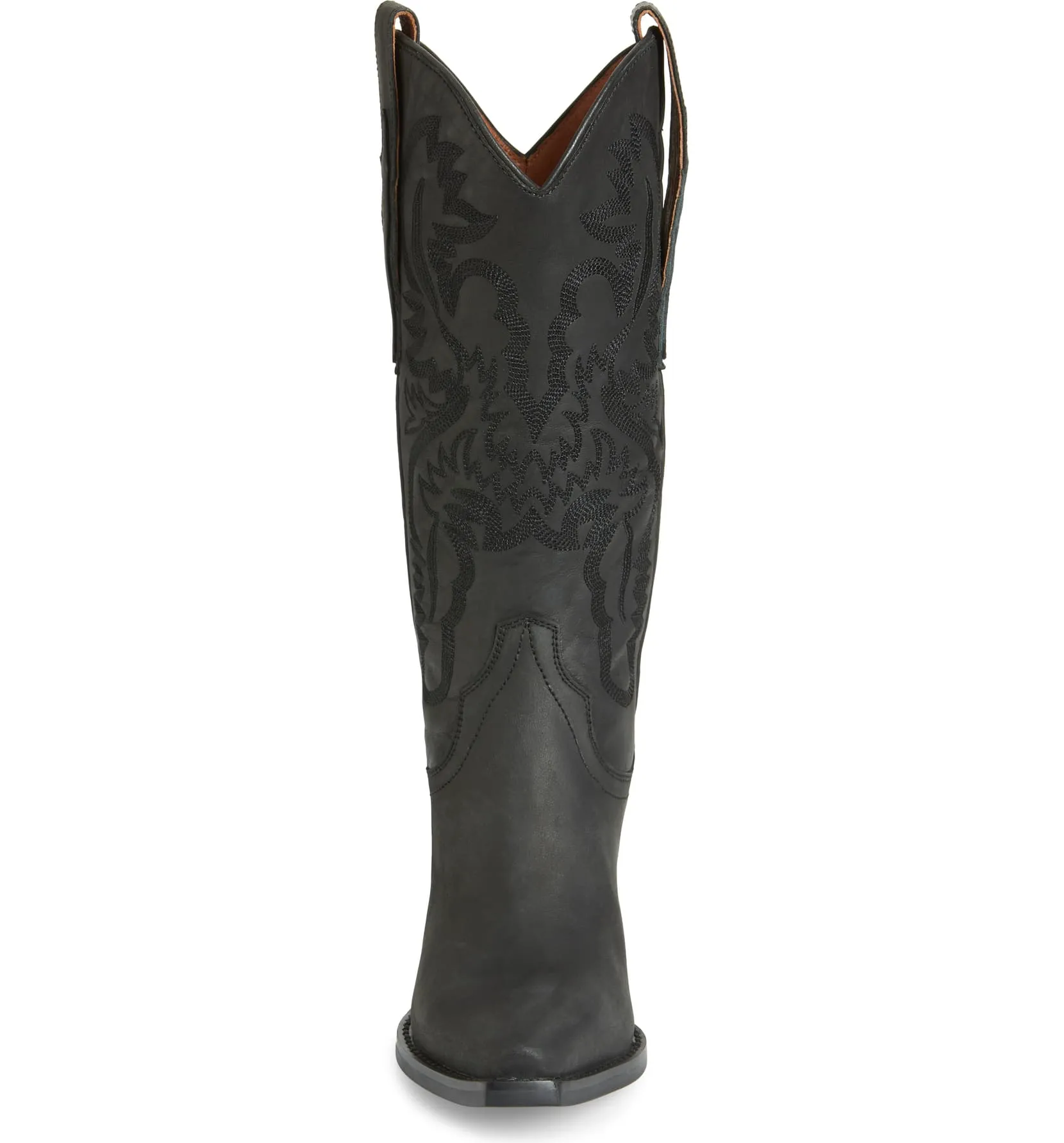 Jeffrey Campbell Dagget Black Washed Ornate Stitched Western Boots (6.5, Black)