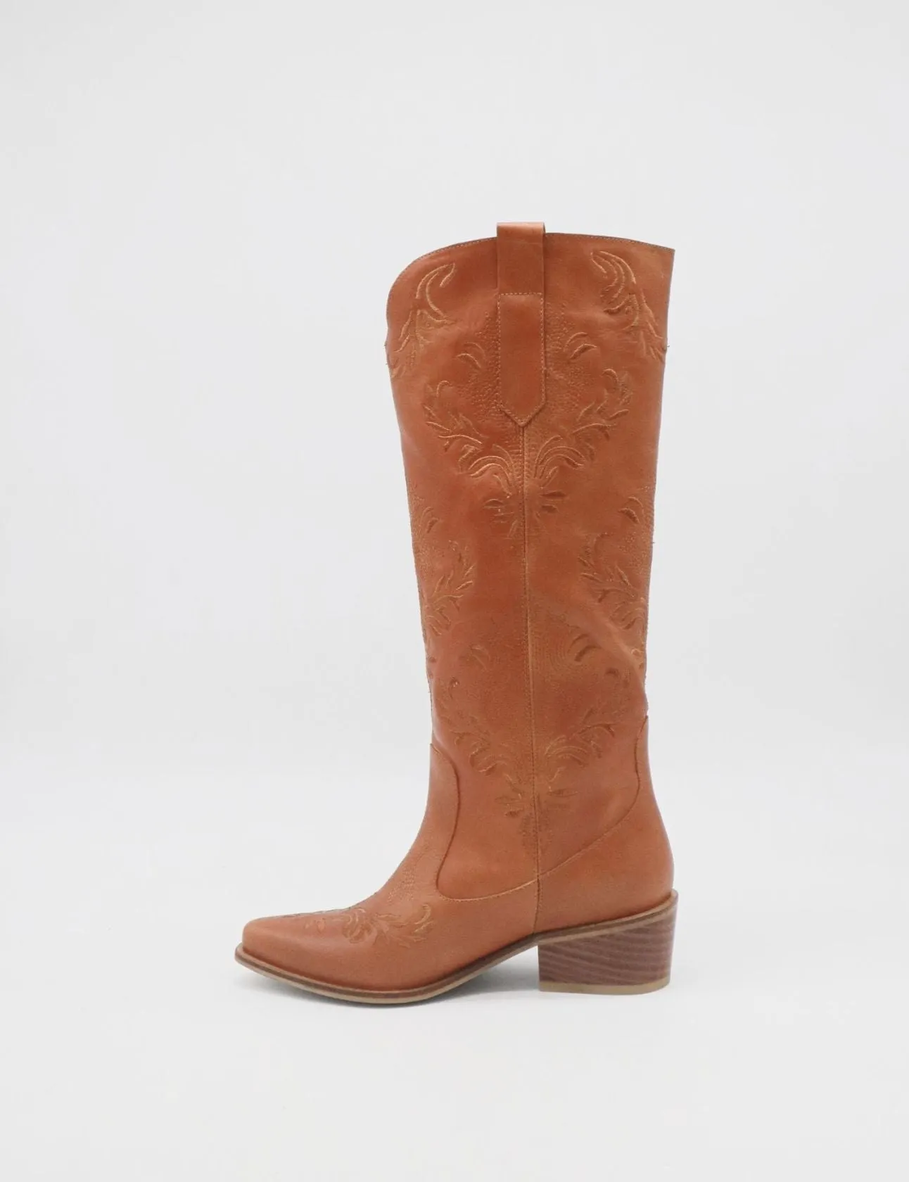 Jolene western cowboy boots in tan leather women's shoes