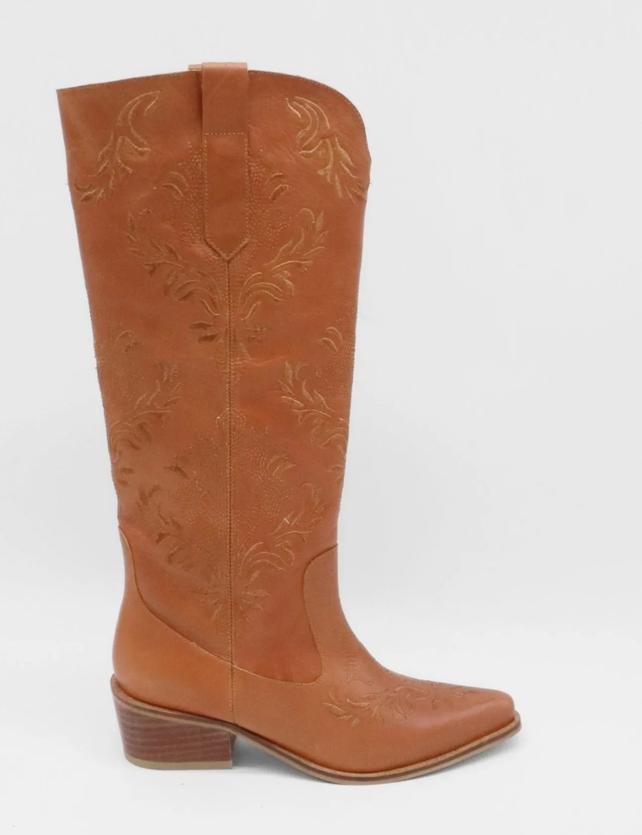 Jolene western cowboy boots in tan leather women's shoes