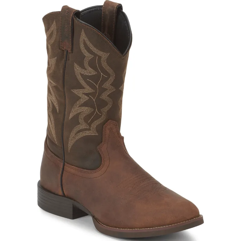 Justin Men's Stampede Buster III Distressed Brown Round Toe Western Work Boots 7221