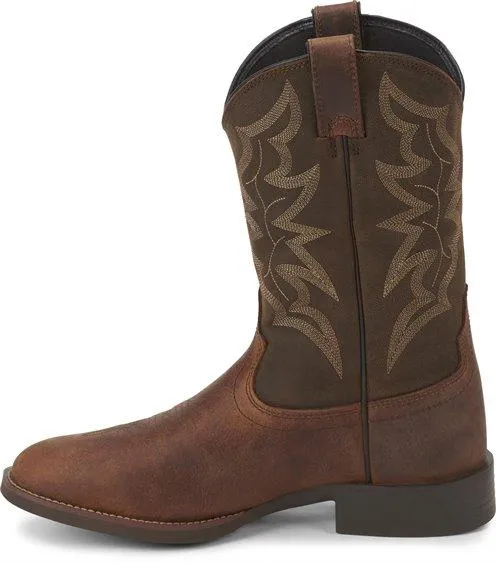Justin Men's Stampede Buster III Distressed Brown Round Toe Western Work Boots 7221