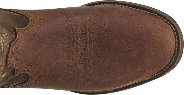Justin Men's Stampede Buster III Distressed Brown Round Toe Western Work Boots 7221