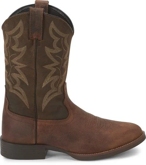 Justin Men's Stampede Buster III Distressed Brown Round Toe Western Work Boots 7221