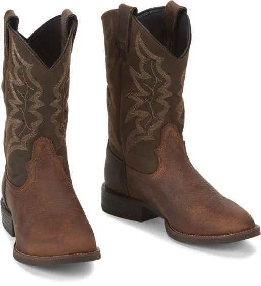 Justin Men's Stampede Buster III Distressed Brown Round Toe Western Work Boots 7221