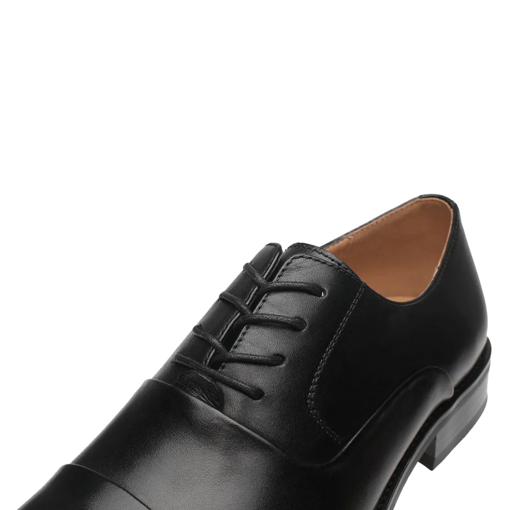 Men's Lace Up  Round Cap Toe Dress Shoes Varsity-1-black