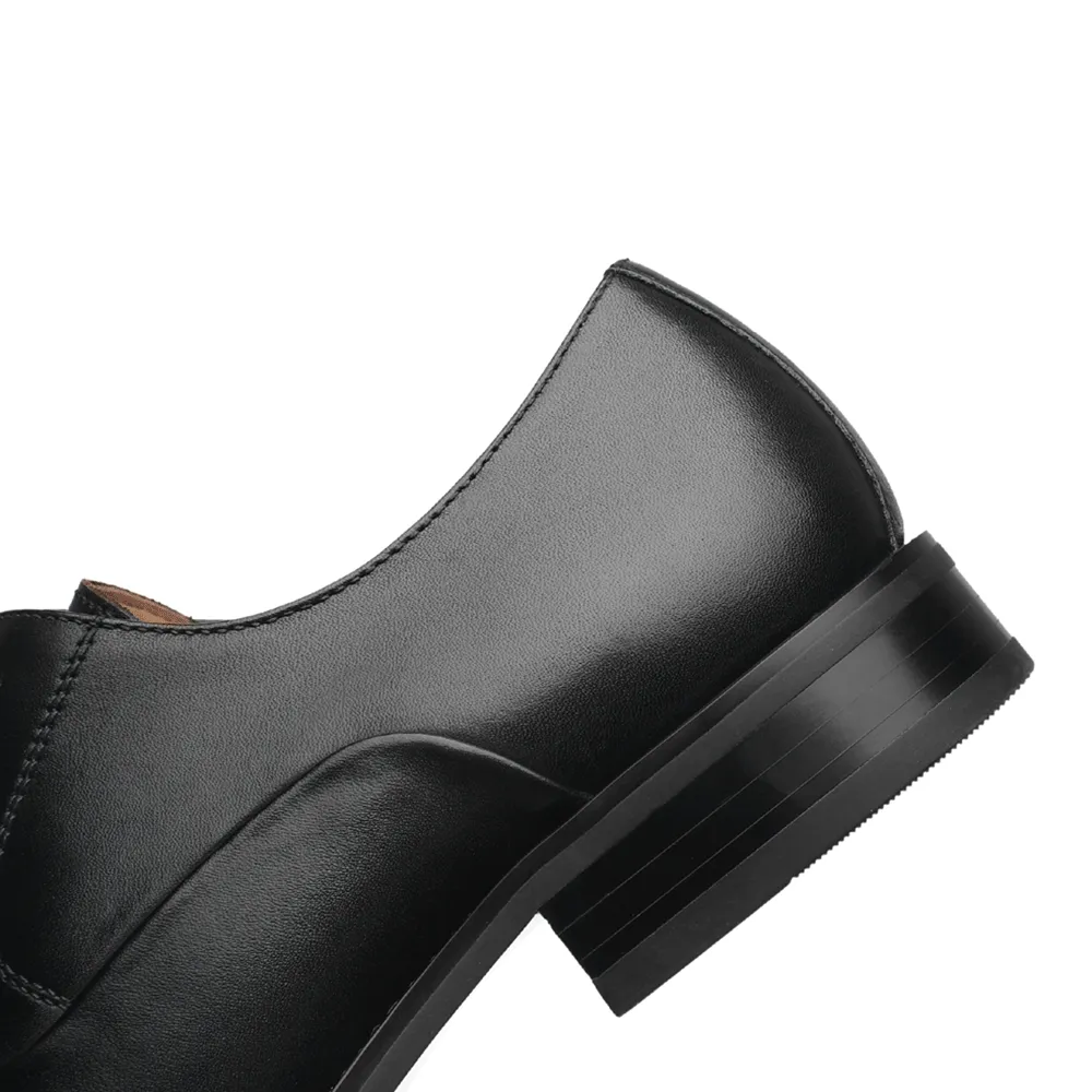 Men's Lace Up  Round Cap Toe Dress Shoes Varsity-1-black