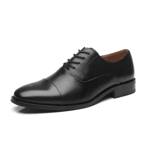 Men's Lace Up  Round Cap Toe Dress Shoes Varsity-1-black