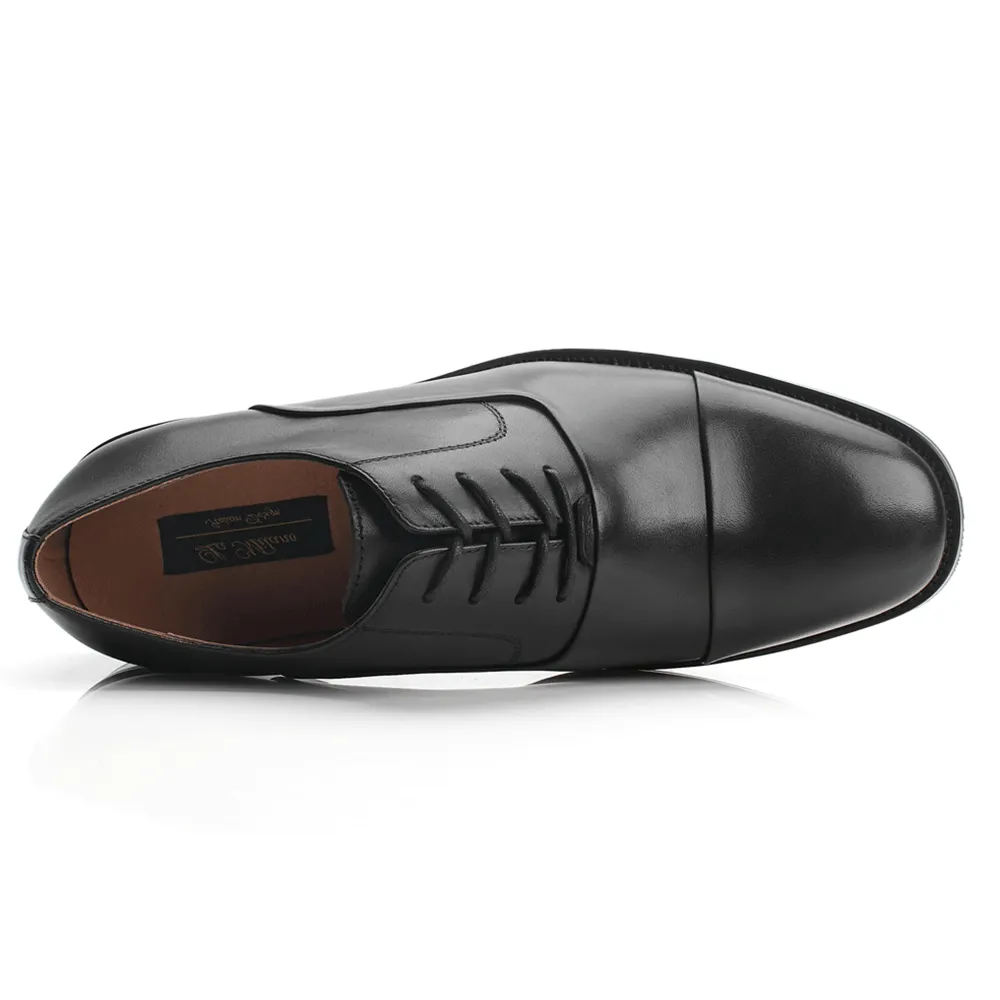Men's Lace Up  Round Cap Toe Dress Shoes Varsity-1-black