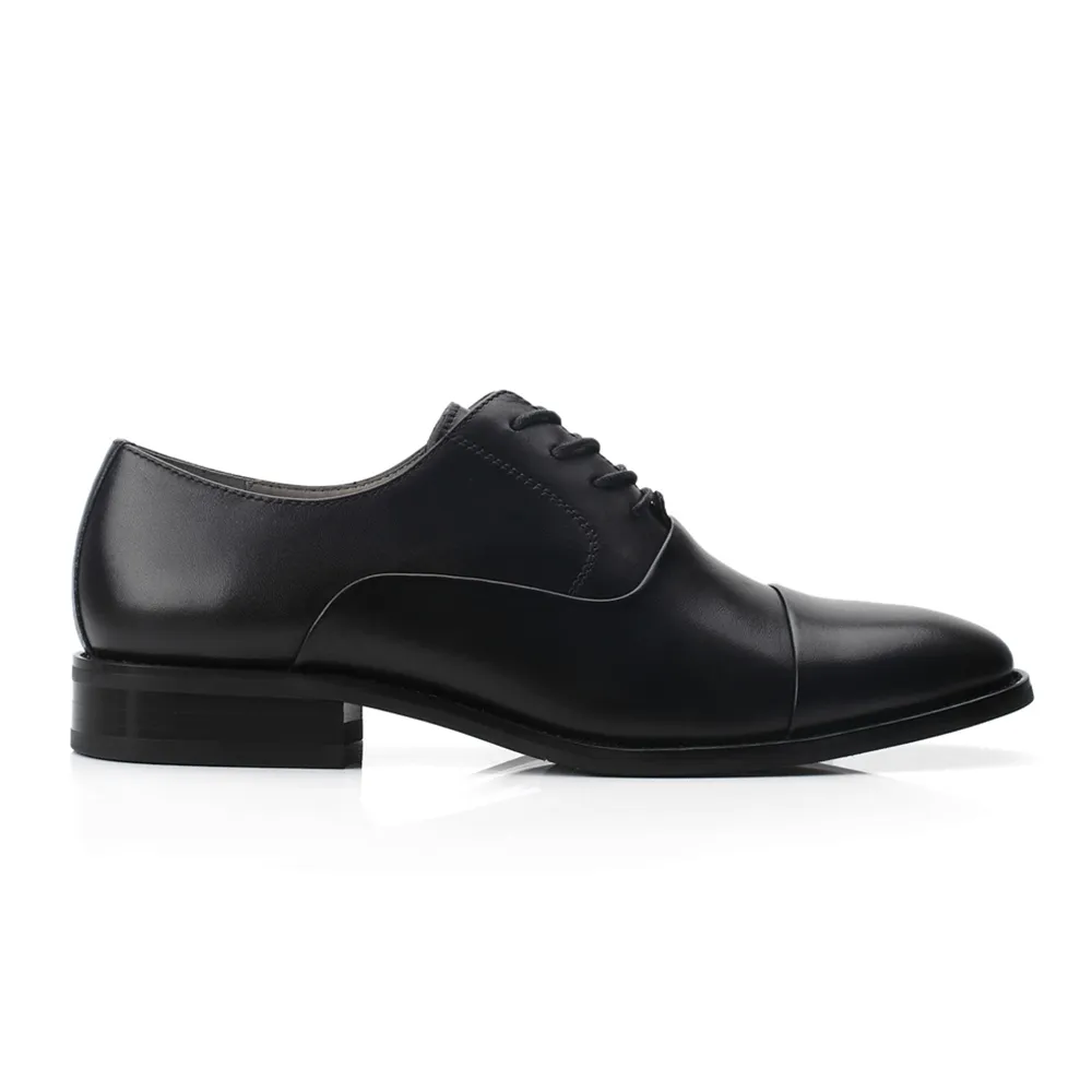 Men's Lace Up  Round Cap Toe Dress Shoes Varsity-1-black